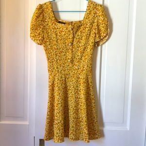 Yellow flowery summer dress